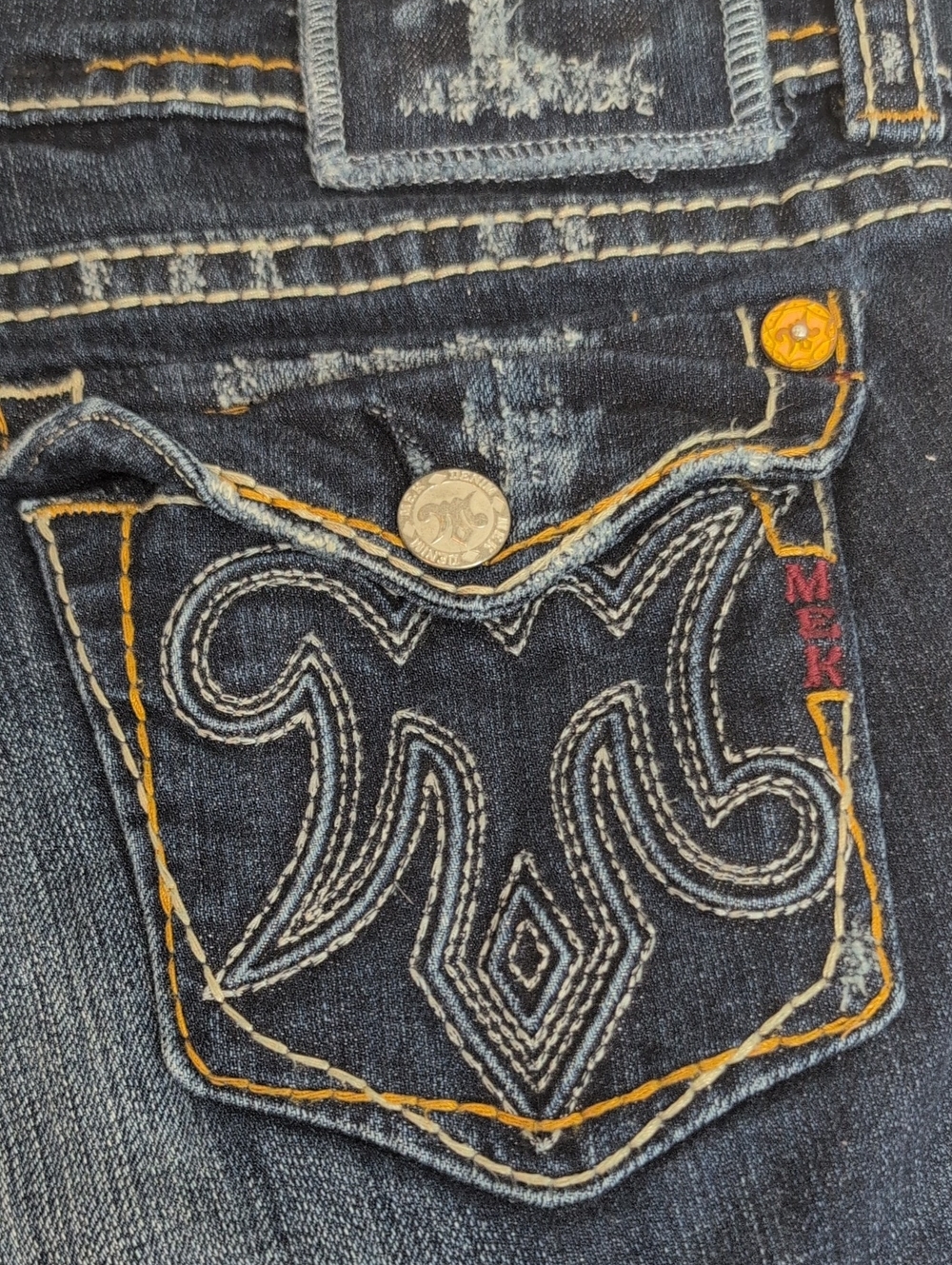MEK Denim New Oaxaca Cigarette Jeans Women's 32x34 Y2K Western Embroidered - Picture 5 of 6